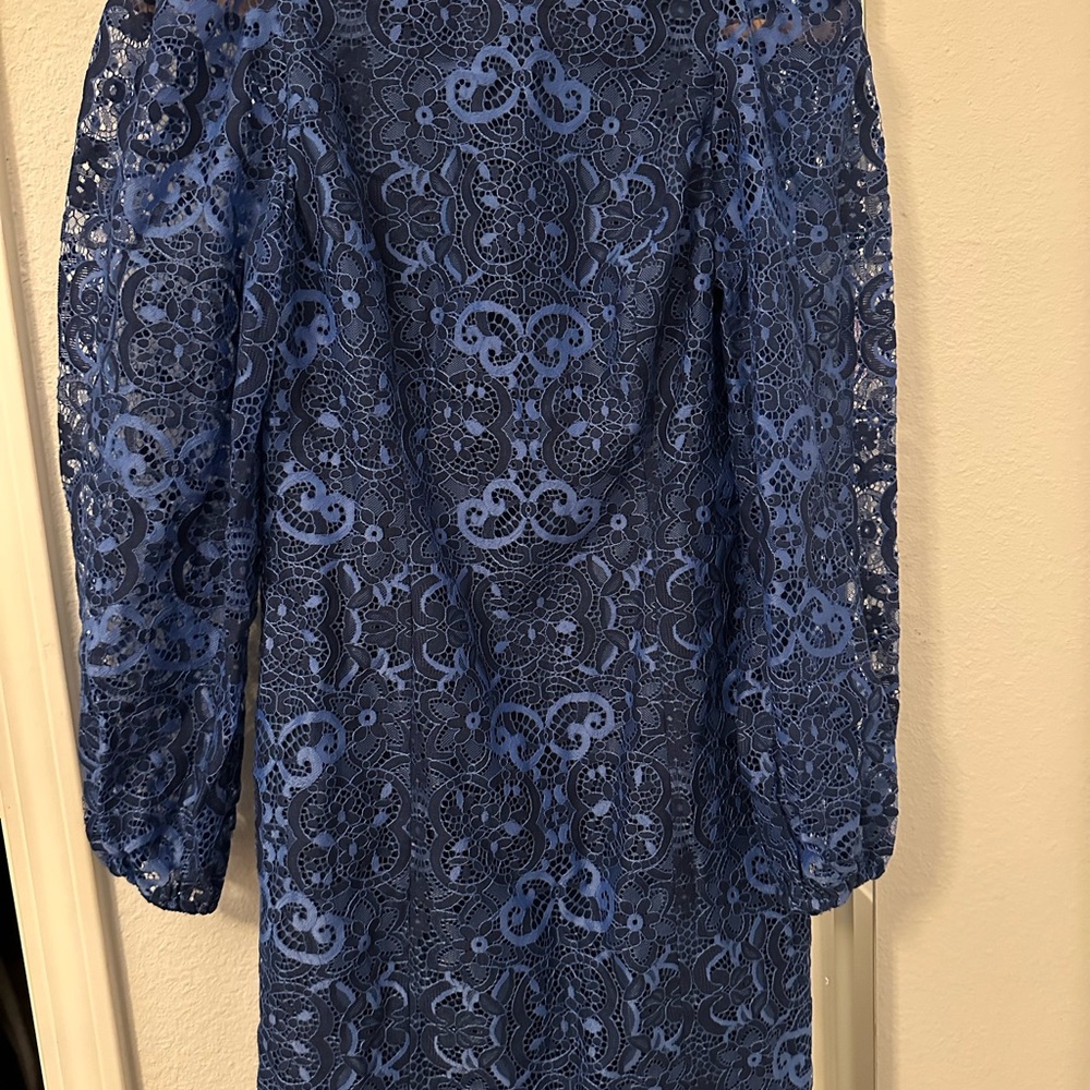 Lilly Pulitzer Blue Sheath Cocktail Dress with Bishop Sleeves